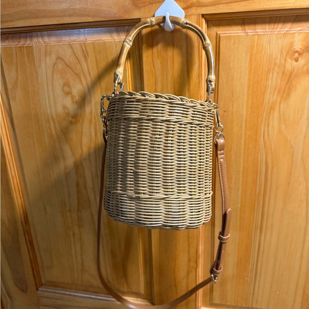 Zara Tan Woven Bucket Bag